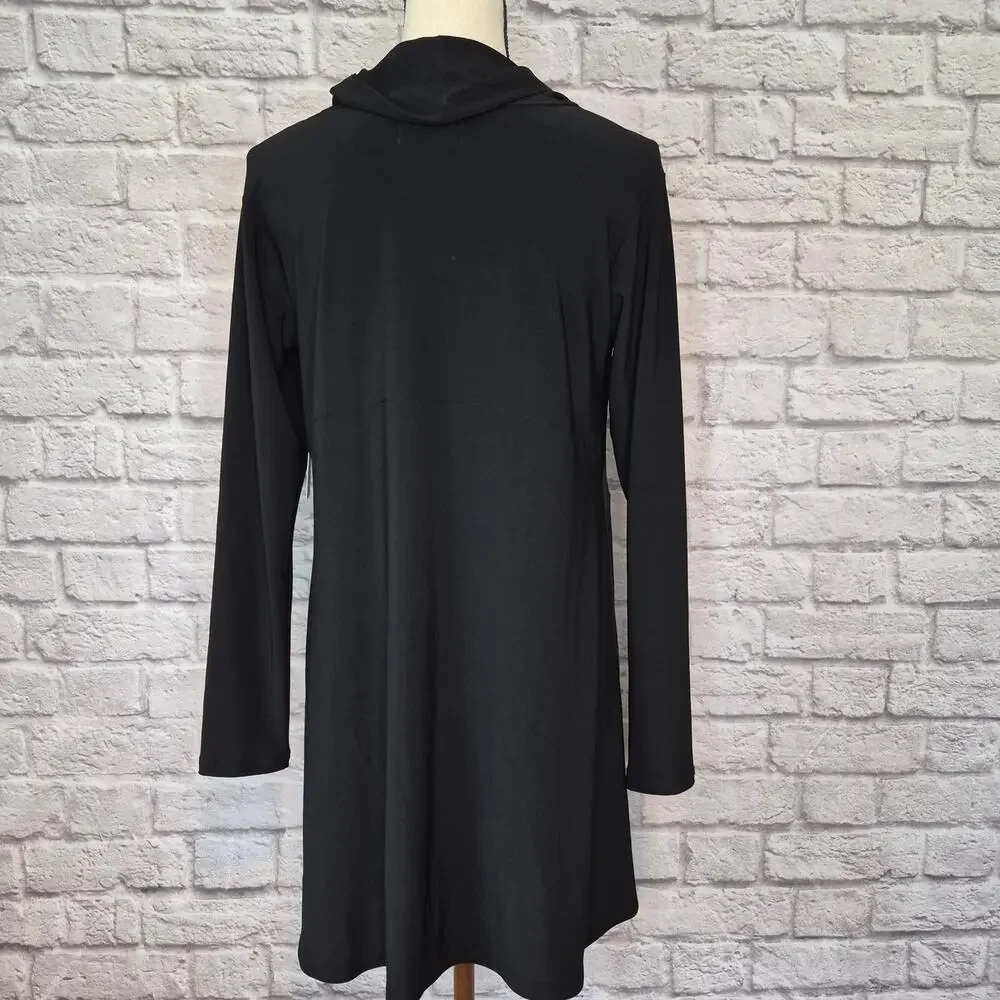 Sympli The Look Tunic Top Black Cowl Neck Asymmetrical Swing Lagenlook Sz 6 NWT - Picture 6 of 11
